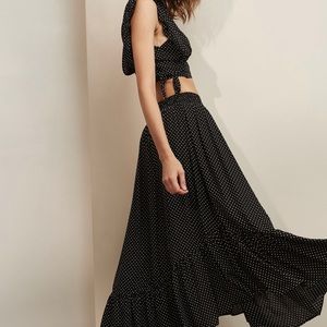 FREE PEOPLE Polka Dot Ruffle Maxi Skirt